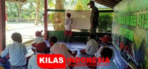 Agar Tetap Belajar, Satgas Yonif MR 413 Kostrad Buka Sekolah Darurat di Perbatasan RI-PNG