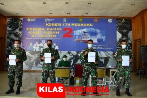 150 Personel Korem 174 Merauke Selesai Melaksanakan Vaksinasi Tahap Kedua